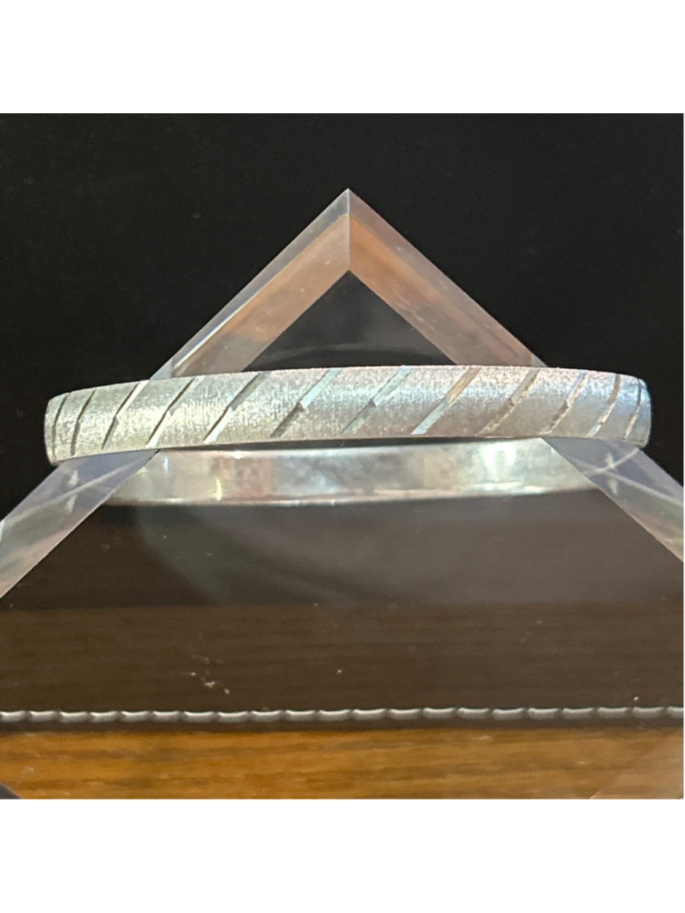 Women's Vintage Monet Silver Tone Textured Bangle Bracelet One Size